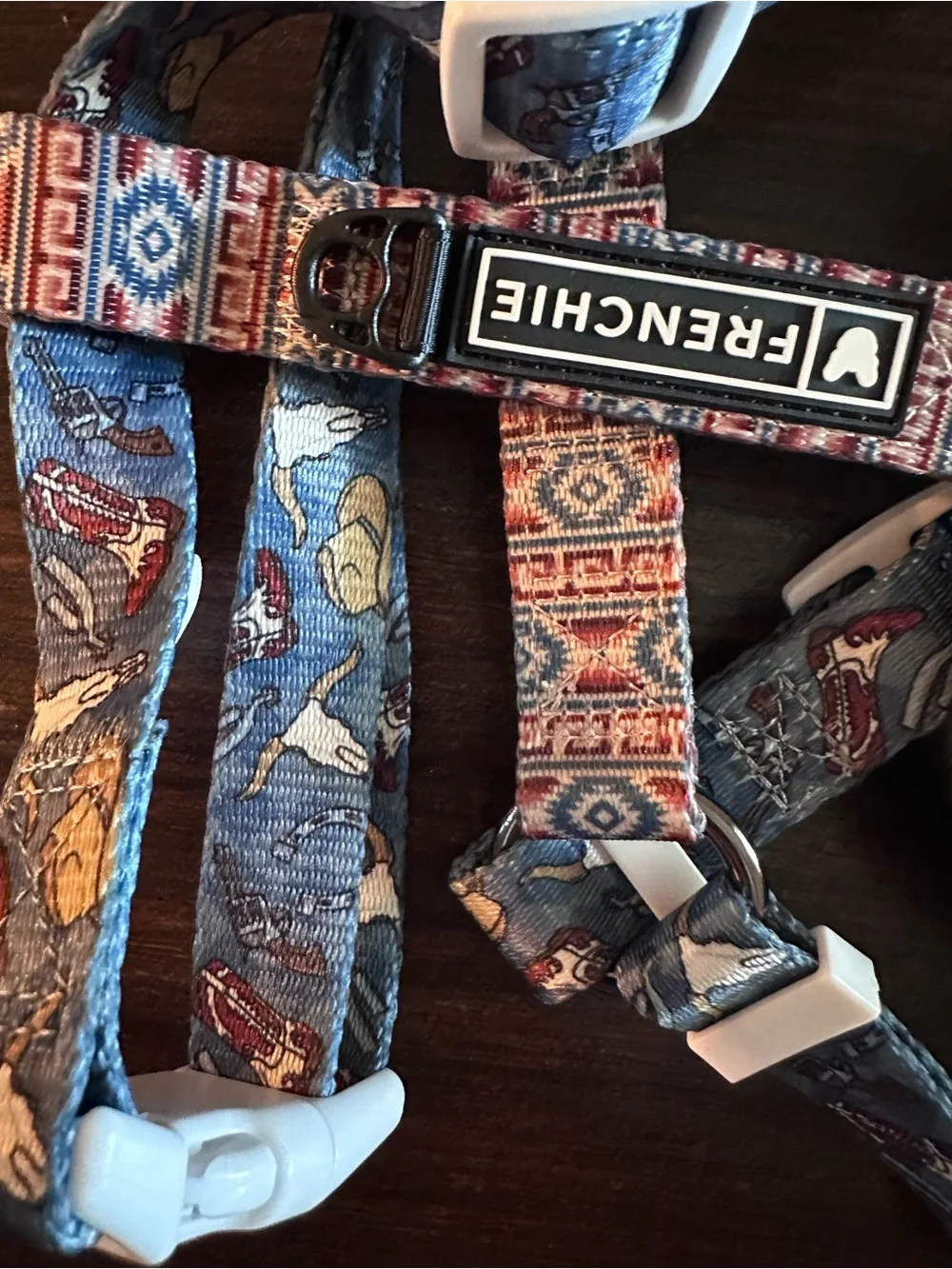 Frenchie Co. Western Patterned Dog Harness with Matching Leash